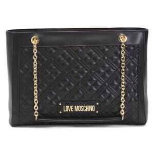 Love Moschino Quilted Tote Chain Shoulder Bag Black Gold Hardware